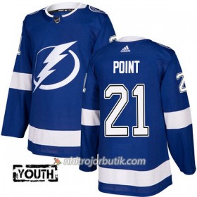 Barn Ishockey Tampa Bay Lightning Tröja Brayden Point 21 Adidas 2017-2018 Blå Authentic